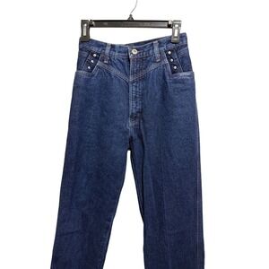 Rockies Jeans Women 28/7 Dark Wash High Rise Western V-Yoke Studded Vintage 90s
